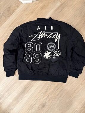 ‼️🔥Nike x Stussy Reversible Varsity Jacket Black Air Stussy 8089 Bomber Size L
